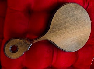 Vintage 1970s Wood Modern Handheld Mirror