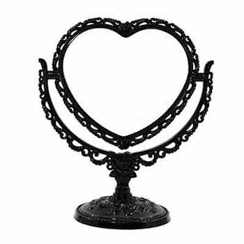 French Ornate Black Heart Shaped Vanity Small Mirror