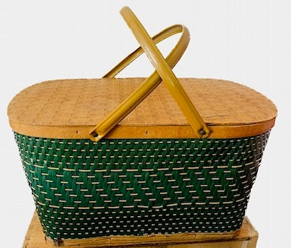 Vintage 1950s Picnic Basket Green Hawkeye by Burlington