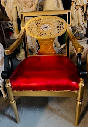 Side Gold Chair with Red Cushion