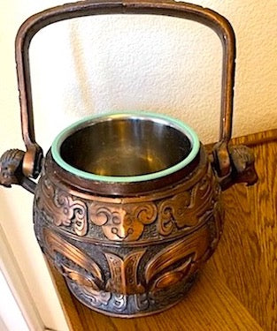 Mid Century "Ming Dynasty" Empress Ice Bucket James Mont Style with Lid