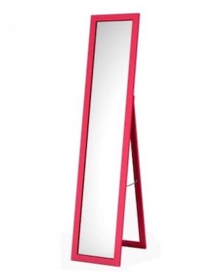 Full-Length Rectangular Hot Pink Frame Mirror w/Stand