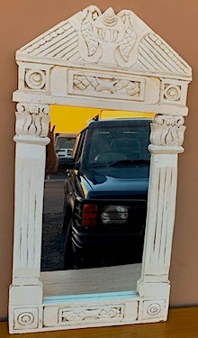 Large Ornate White Plaster Distress Mirror