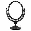 French Ornate Black Oval Vanity Small Mirror