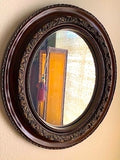 Vintage Oval Mirror with Wooden Ornate Frame