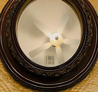Vintage Oval Mirror with Wooden Ornate Frame