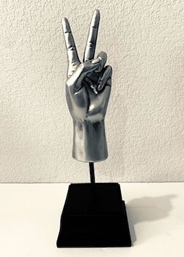 Vintage Peace Sign Sculpture on Stand