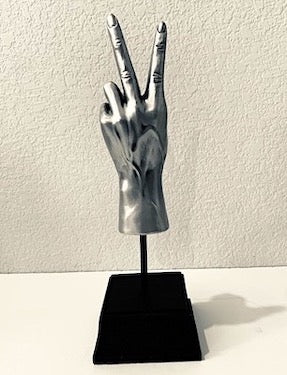 Vintage Peace Sign Sculpture on Stand