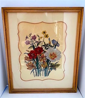 Vintage 1940s Framed Lithograph Art Print