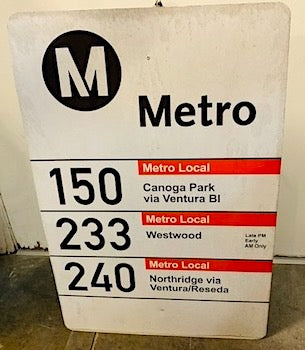 LA Metro Bus Stop Metal Sign Multi-Stop