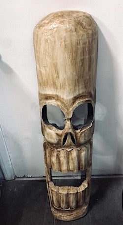 Hand Carved Tiki Tribal Pirate Wood Skull Mask