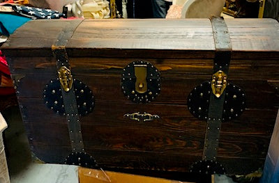 Vintage Pirate Treasure Chest w/side Handles