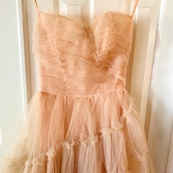 Vintage 1950s Tulle Peach Prom Dress