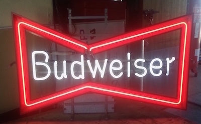 Neon Budweiser Vintage Bowtie Beer Sign - Plug In