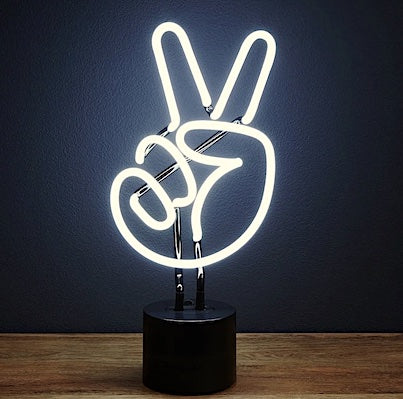 Neon “Hand Peace” Desk Sculpture