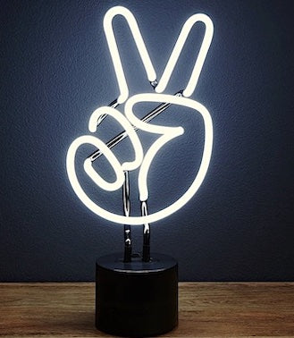 Neon “Hand Peace” Sculpture
