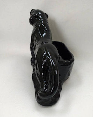 Mid Century Sleek Glossy Black Panther Planter