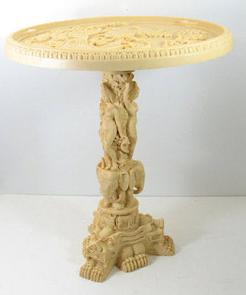 Asian Occasional Side Table Faux Ivory Resin Stone