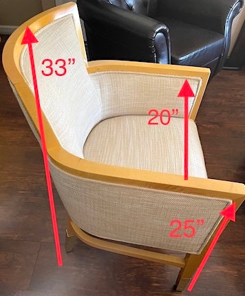 Arm Chairs Natural Cream Fabric with Gold Metal Accent