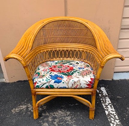 Vintage Rattan and Bamboo Lounge Armchairs