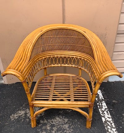 Vintage Rattan and Bamboo Lounge Armchairs