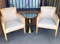 Arm Chairs Natural Cream Fabric with Gold Metal Accent