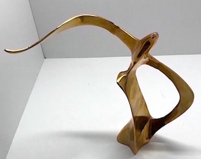 Mid-Mod Brass Abstract Seagull Desktop Sculpture