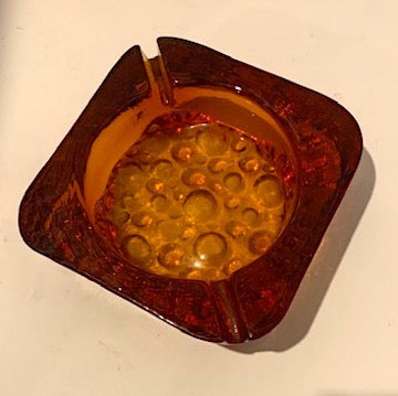 Blenko Art Pebbles Amber Ashtray