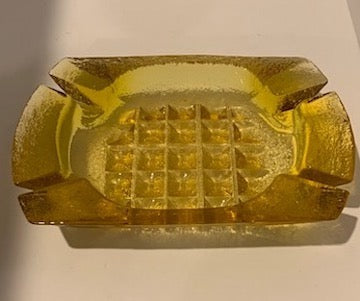 Blenko Yellow Amber Waffle Ashtray