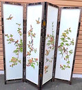 Asian 4-Panels White Screen "Birds on Floral Branches"