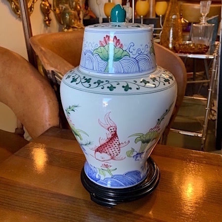 Chinoiserie Ginger Jar Koi Decorated