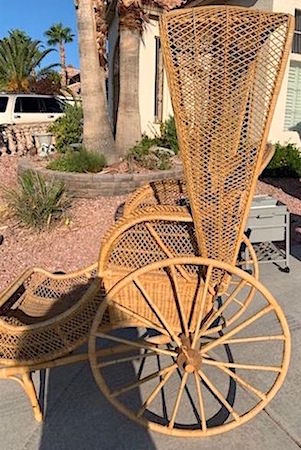 Vintage Japanese Bamboo & Wicker Rickshaw, 1960s-1970s