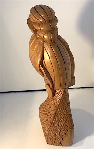 Vintage Hand Carved Wood Asian Woman Bust