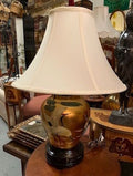 Gold Asian Longevity Cranes Motif Ceramic Lamp