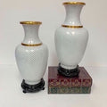 Vintage Chinese Fishscale White Cloisonne Vase