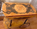 Italian Inlaid Marquetry Wood Lacquered Drop Leaf Serving Bar & Tea Cart