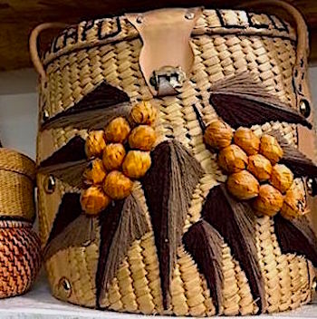 Vintage Mexican "Acapulco" Large Round Straw Tote Bag
