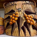Vintage Mexican "Acapulco" Large Round Straw Tote Bag