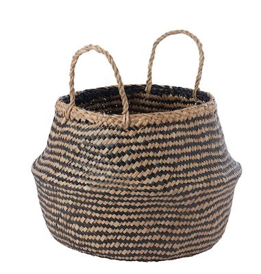 Basket Natural and Black Seagrass