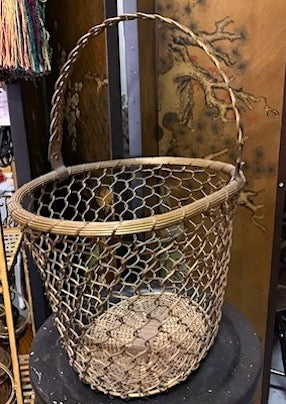 Vintage French Country Woven Brass Basket