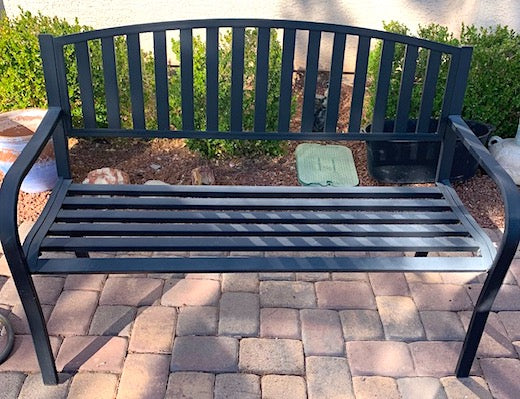 Sturdy Slats Black Metal Garden Bench