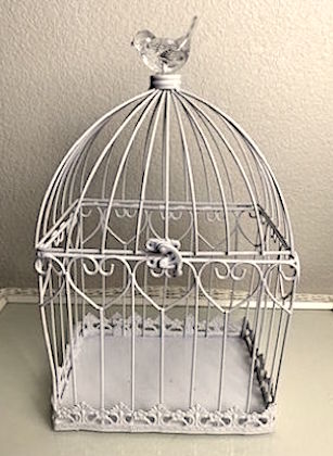 White Metal Birdcage Birdie