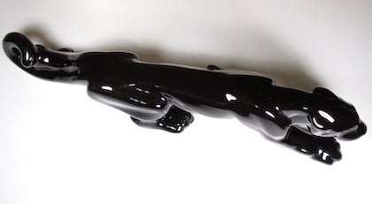 Mid-Century Modern Stalking Ceramic Glossy Black Panther