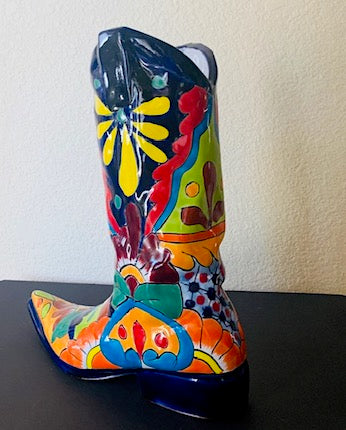 Talavera Mexican Pottery Colorful Cowboy Boot