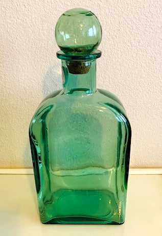 Large Glass Green Bottle With Topper