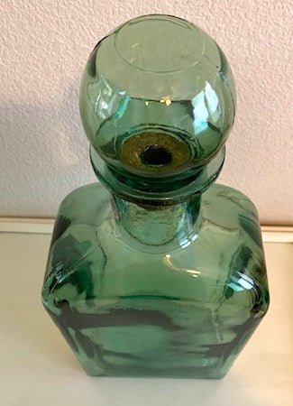 Large Glass Green Bottle With Topper