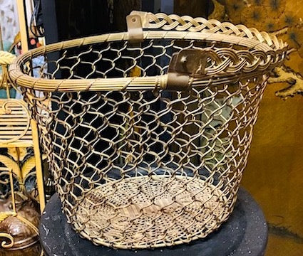 Vintage French Country Woven Brass Basket