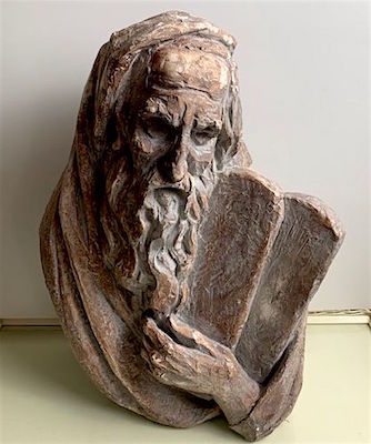 Cast Plaster “Bust of Moses” Sculpture After Arnold Henry Bergier's