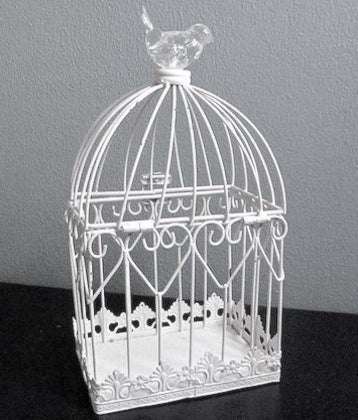 White Metal Birdcage Birdie