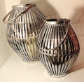 Bamboo Silver Urban Lantern Candle Holders